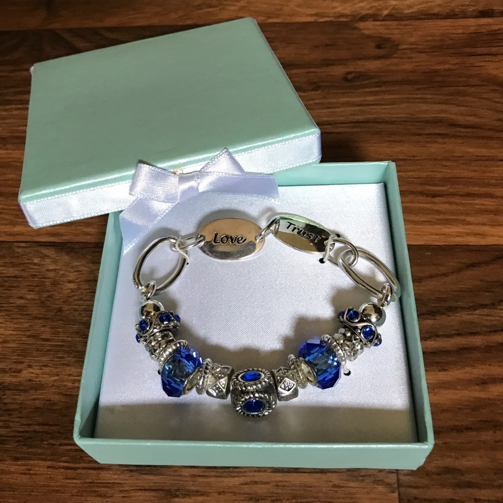 Silver and blue bracelet
