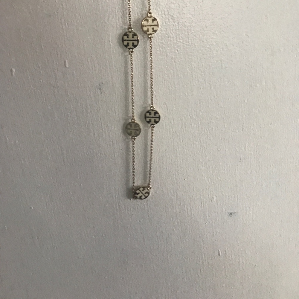 Tory butch long emblem necklace