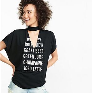 Deep V-Neck Graphic Tee - Express