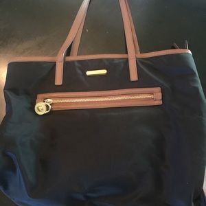Michael Kors Black & Brown Leather Trim Tote
