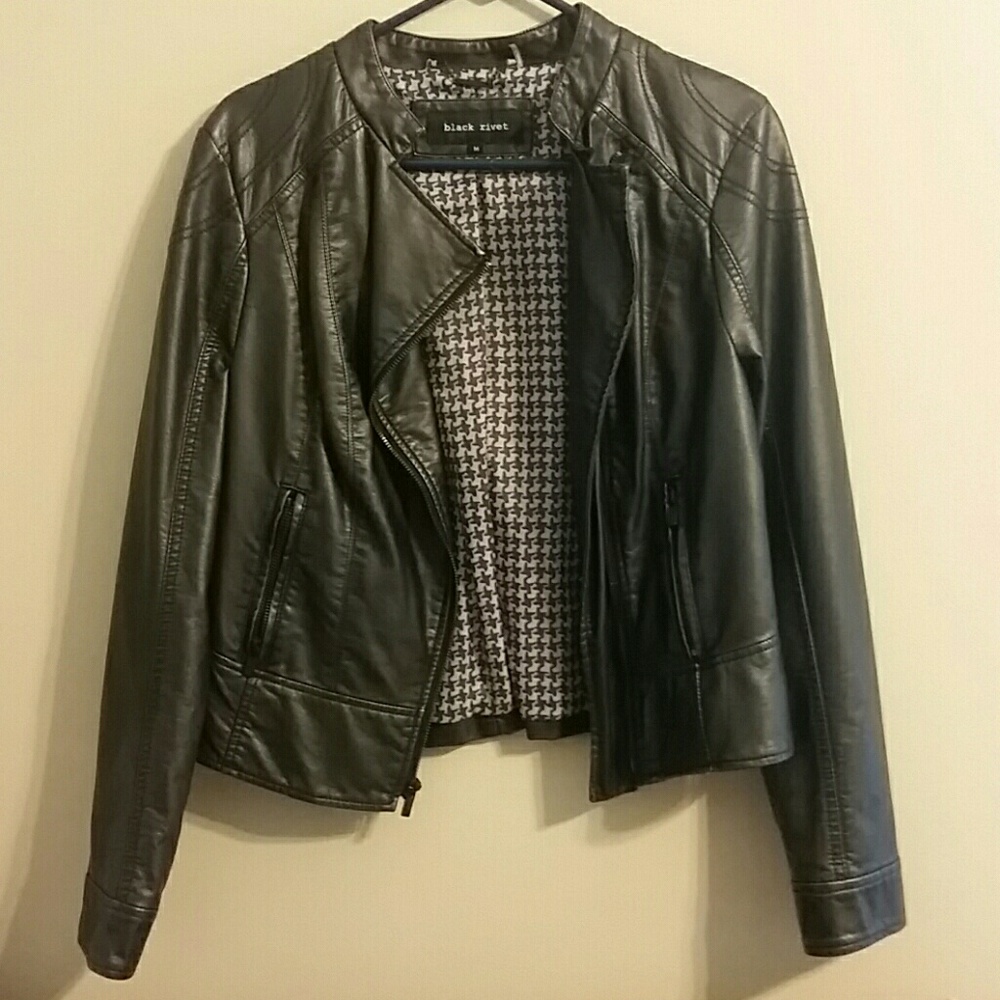 Silver/Black Leather Jacket