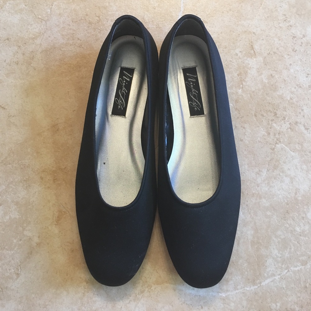 Night Life Black Fabric Ballet Flats size 8.5