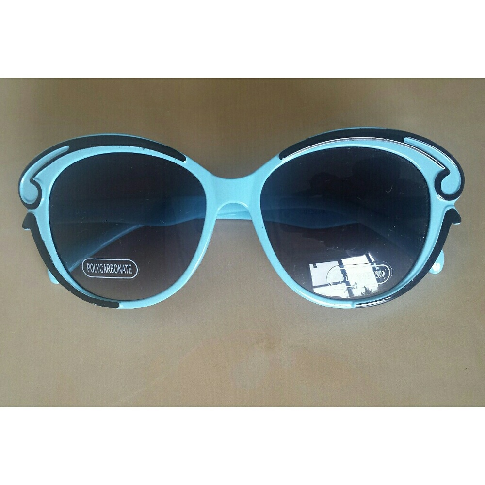 NEW Blue Sunglasses w/ Black Trim "Eyebrows"
