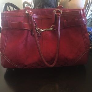 Coach Red Signature Tote Bag