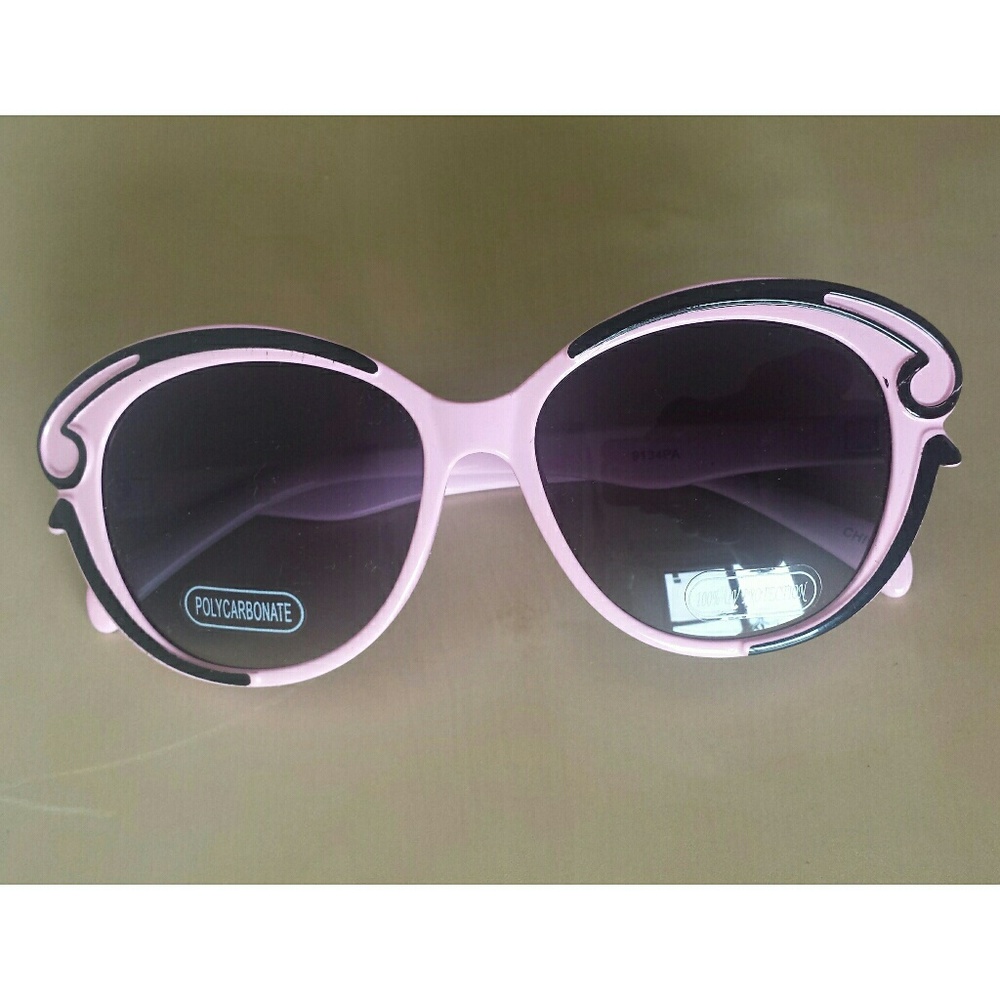 NEW Pink Sunglasses w/ Black Trim "Eyebrows"