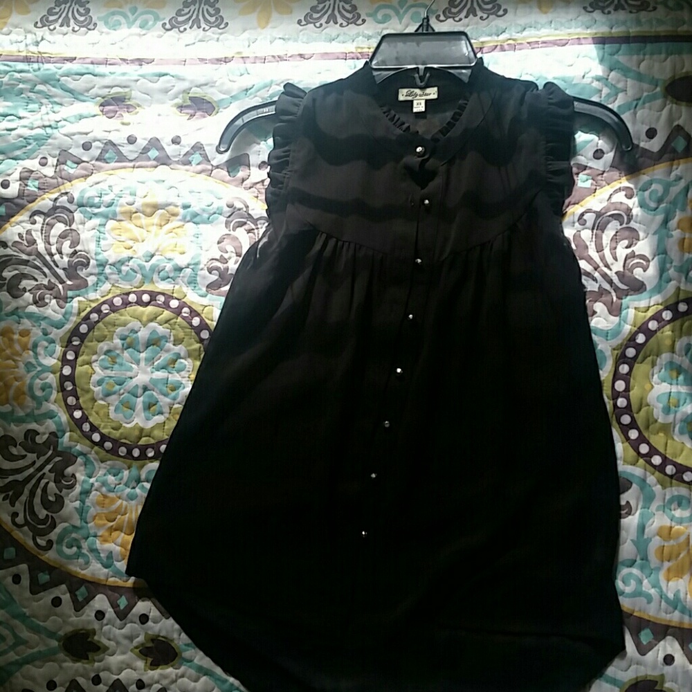 Black sheer high-low top