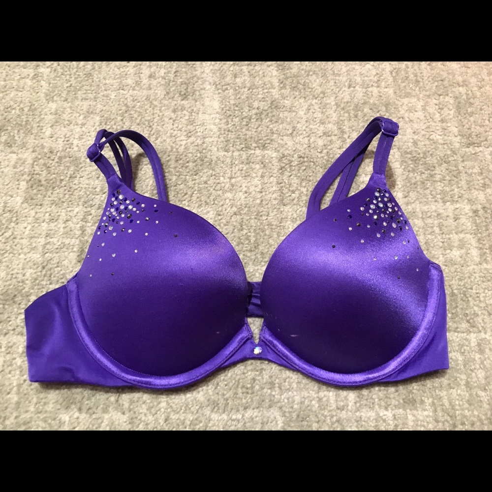 Purple very sexy push-up bra  with crystal details