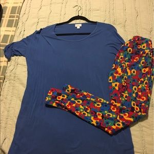 LuLaRoe Small Irma top and OS Leggings