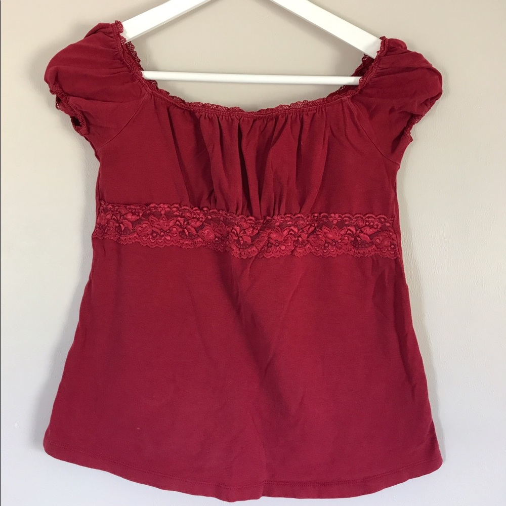 Peasant top with lace detail