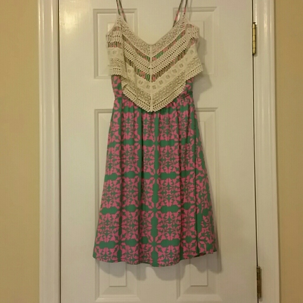 Pink and Green Lace Sundress