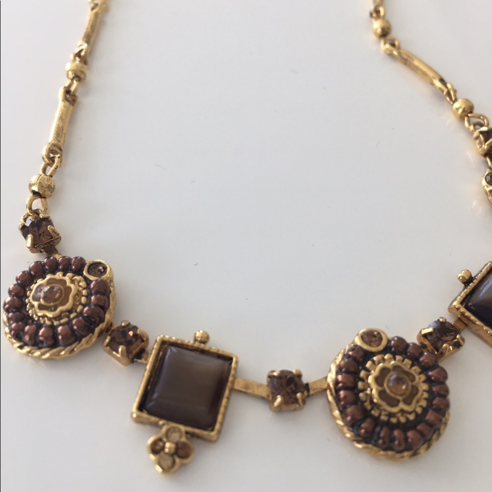 Gold and Chocolate Enamel Necklace
