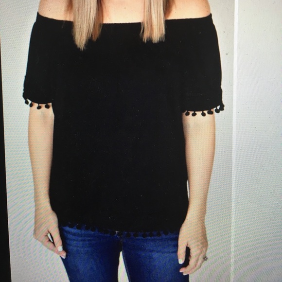 Gray Monroe Tops - Gray Monroe Belle Off Shoulder Top with Pom Poms Gray Monroe Tops - Gray Monroe Belle Off Shoulder Top with Pom Poms