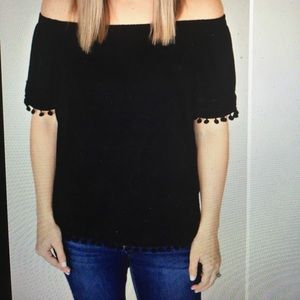 Gray Monroe Tops - Gray Monroe Belle Off Shoulder Top with Pom Poms Gray Monroe Tops - Gray Monroe Belle Off Shoulder Top with Pom Poms