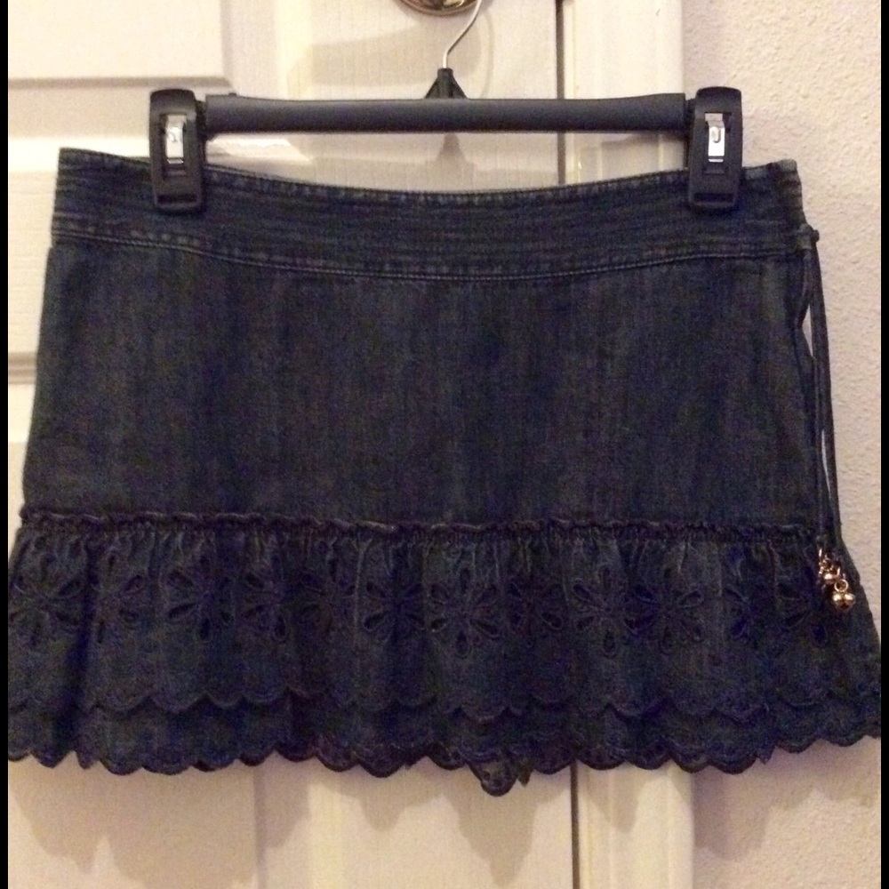 Excellent Juicy Couture Denim Jean Skirt Tiered