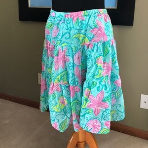 Tropical print p, tiered skirt