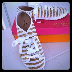 Cork & white striped Kate Spade tennies