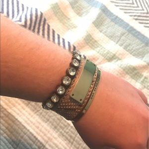 Leather and Snake Skin Cuff Bracelet