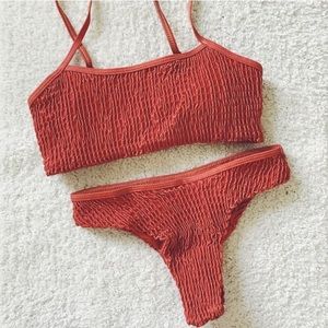 Burnt Orange Ruched Bikini