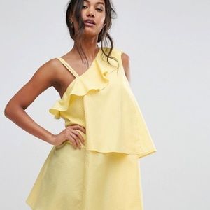 Boohoo Gingham One Shoulder Dress NWT