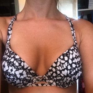 Black and White Patterned Bikini Top
