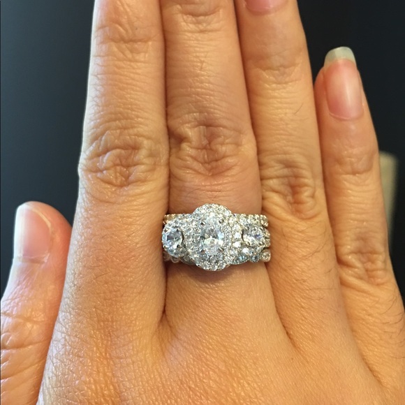 ❤️3pcs real 925 silver engagement ring wedding set - Picture 4 of 5