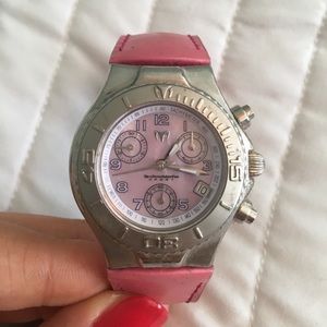 Pink Technomarine watch with leather band
