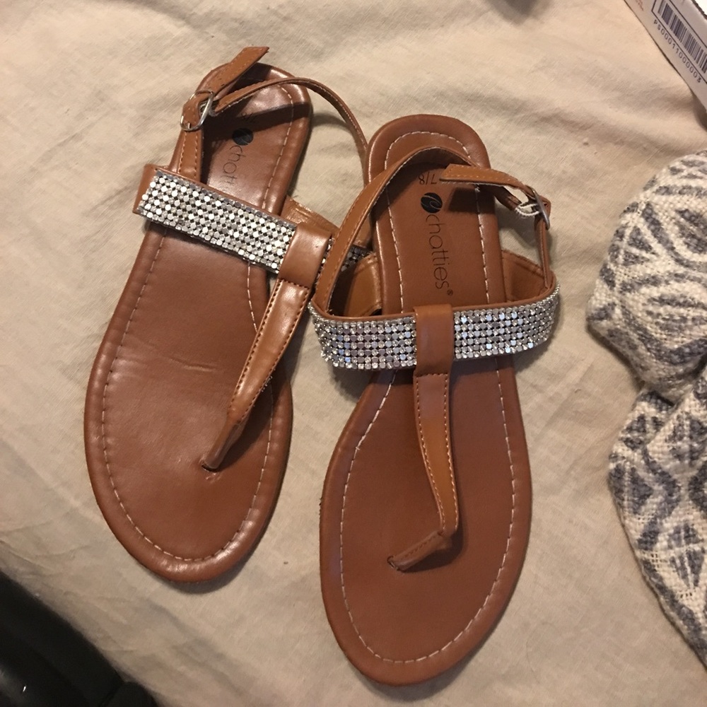 Brown sparkly sandals