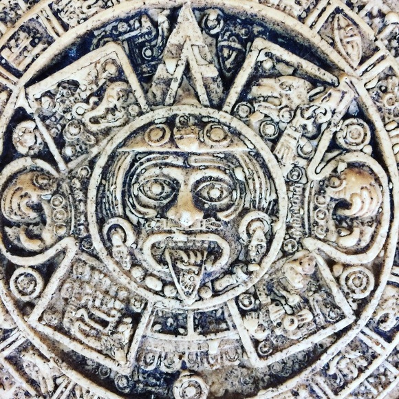 Mayan Calendar Wall Art : Vintage antique mayan calendar carved wood wall art deco Mayan Calendar Wall Art : Vintage antique mayan calendar carved wood wall art deco