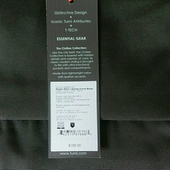 Last One NWOT Tumi T-Tech Civ Ryan Slim Crossbody - Picture 5 of 6