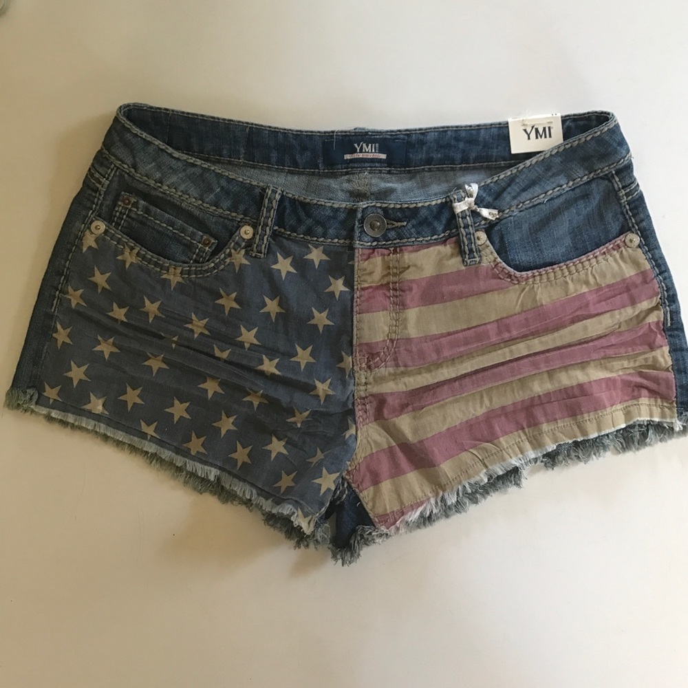 YMI American flag cutoff jean shorts- size 11- NWT