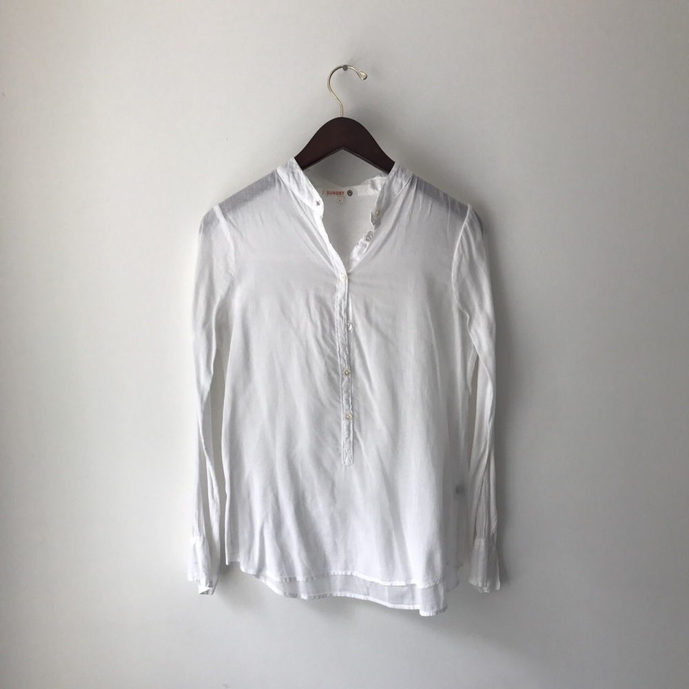 White sundry button down top