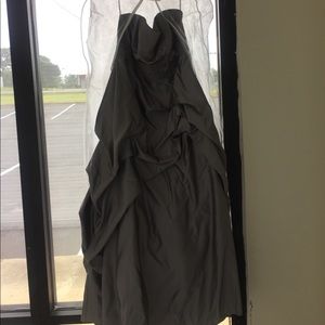 David's bridal silver dress with gathers