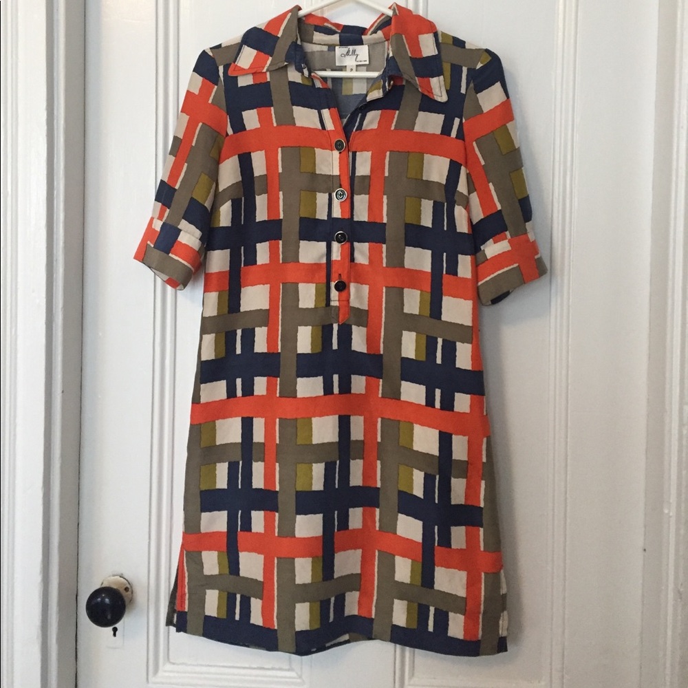 Vintage Milly Silk Print Shirt Dress 2