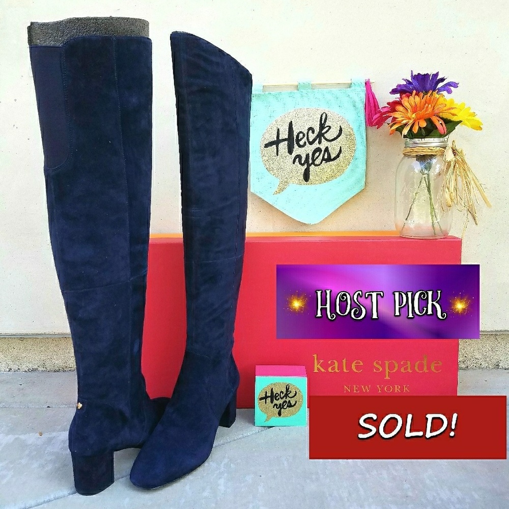 Stunning Navy Suede Kate Spade OTK Boots - Picture 1 of 8