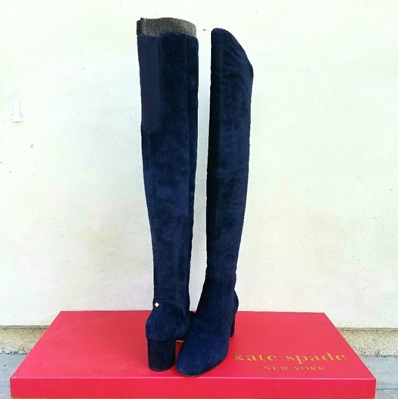 Stunning Navy Suede Kate Spade OTK Boots - Picture 2 of 8