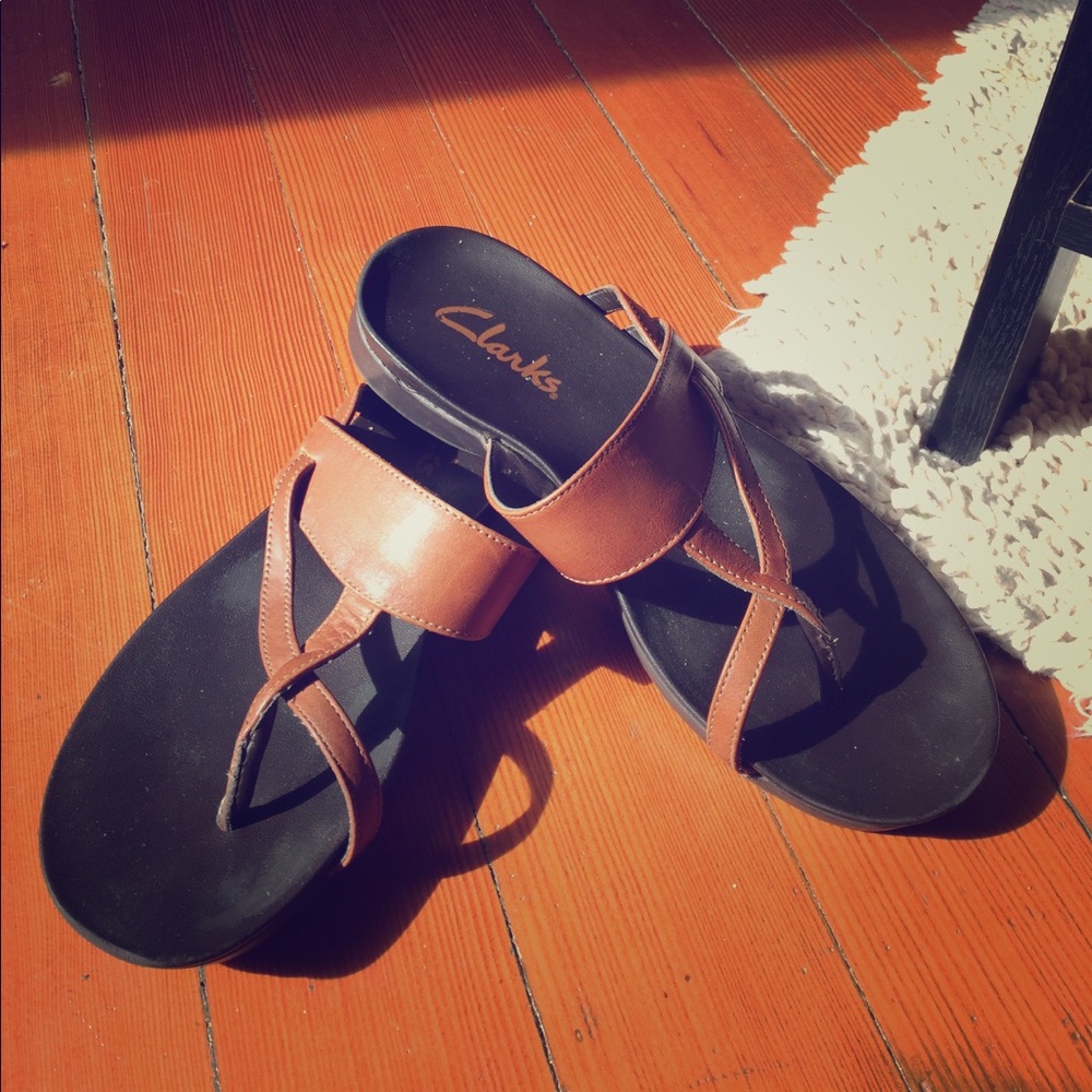 Clarks brown leather sandals