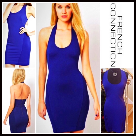 FRENCH CONNECTION BODYCON HALTER MINI DRESS - Picture 3 of 8