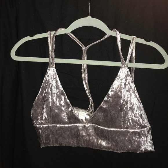 Purpleish grey velvet bra - Picture 2 of 3