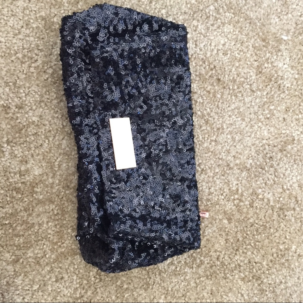 black sequin Victoria secret clutch
