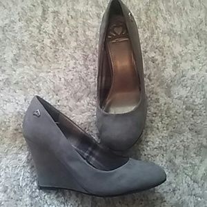 Fergalicious Grey Sued Wedges