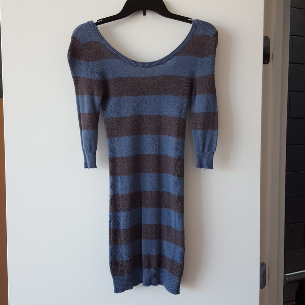 Free People Blue and Grey Sweater Dress