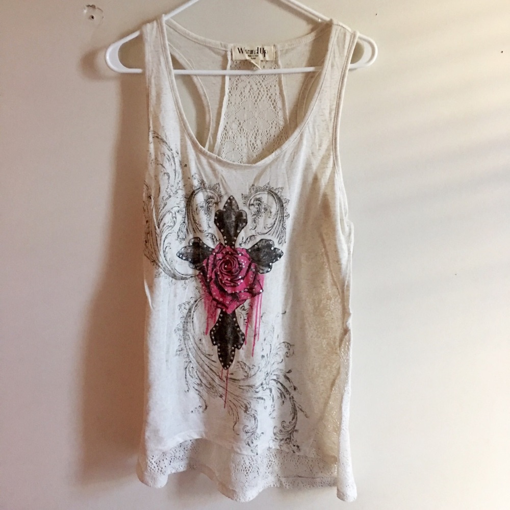 *NWT* Lace Cross Tank Top