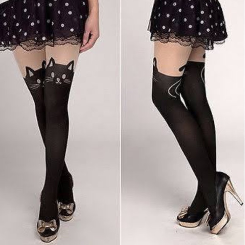 Kitten Faux Thigh High Pantyhose
