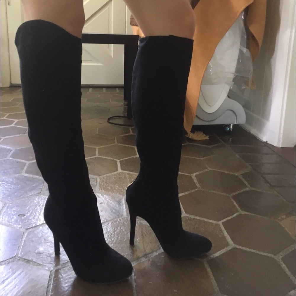 Knee high suede boots