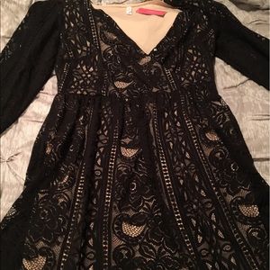 Black lace long sleeve dress NWT