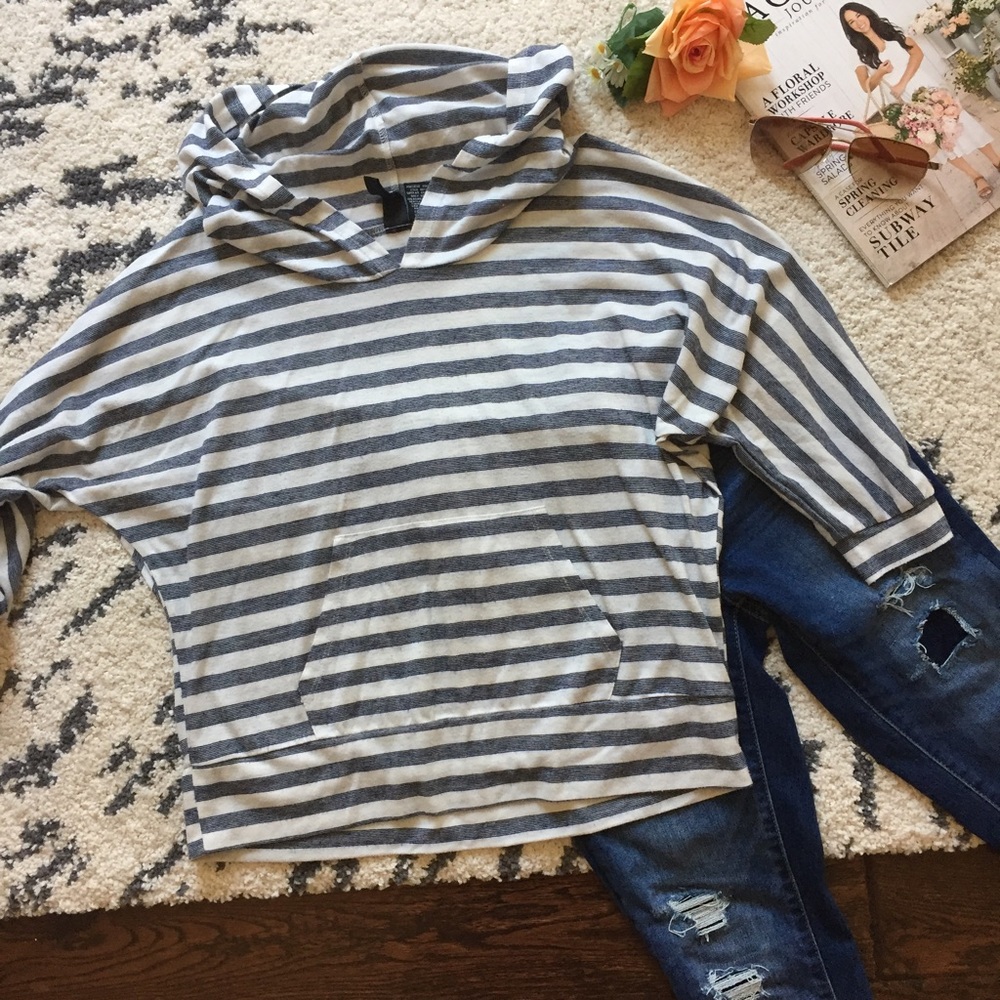 Striped Hoodie Blouse