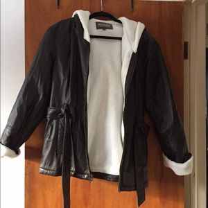 Wonderfully warm leather winter coat. Hardly worn.