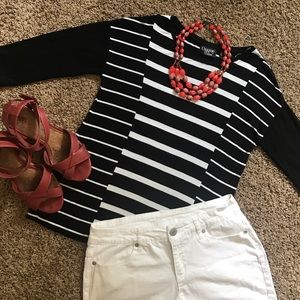 Striped cotton jersey top