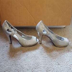 Sparkly silver heels