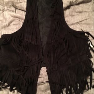 Suede fringe vest